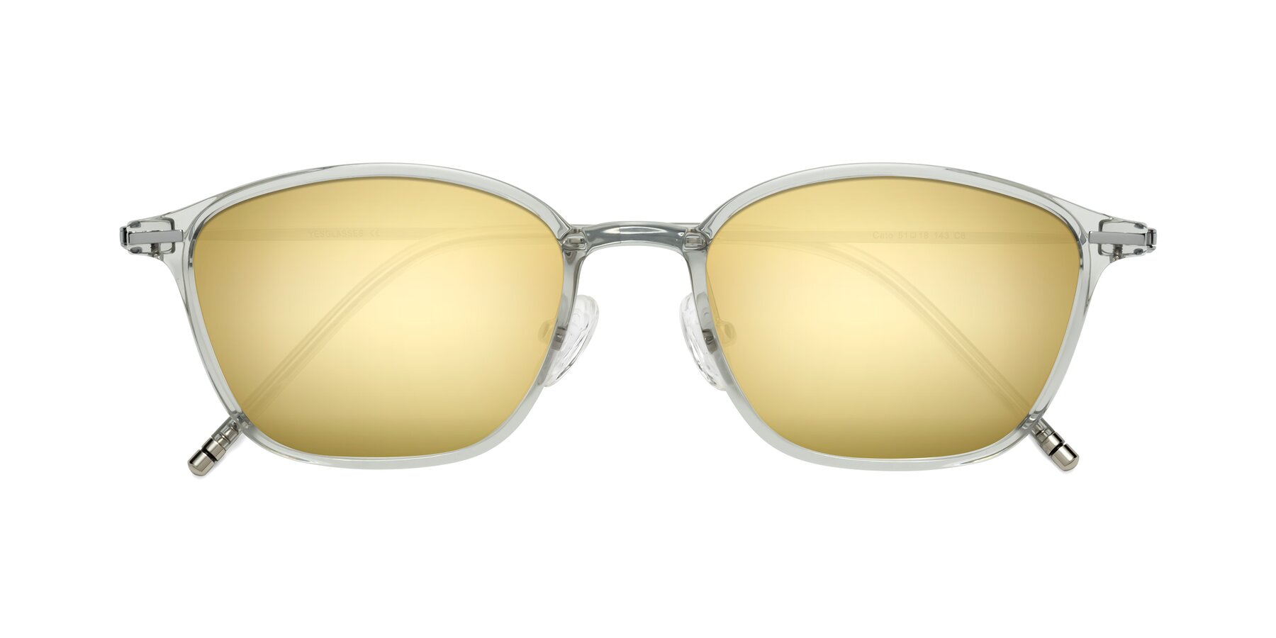 Folded Front of Cato in Light Gray with Gold Mirrored Lenses