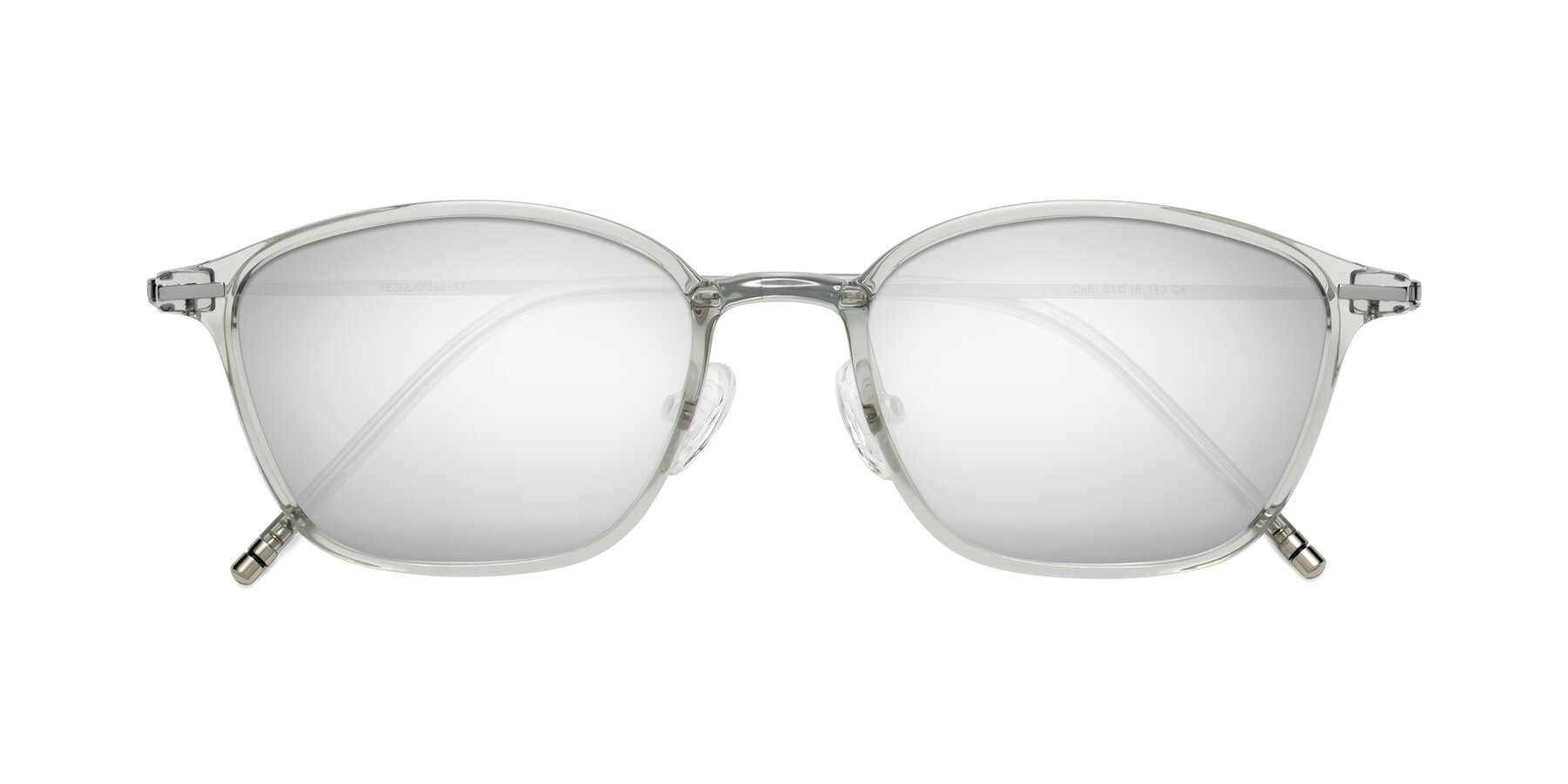 Folded Front of Cato in Light Gray with Silver Mirrored Lenses