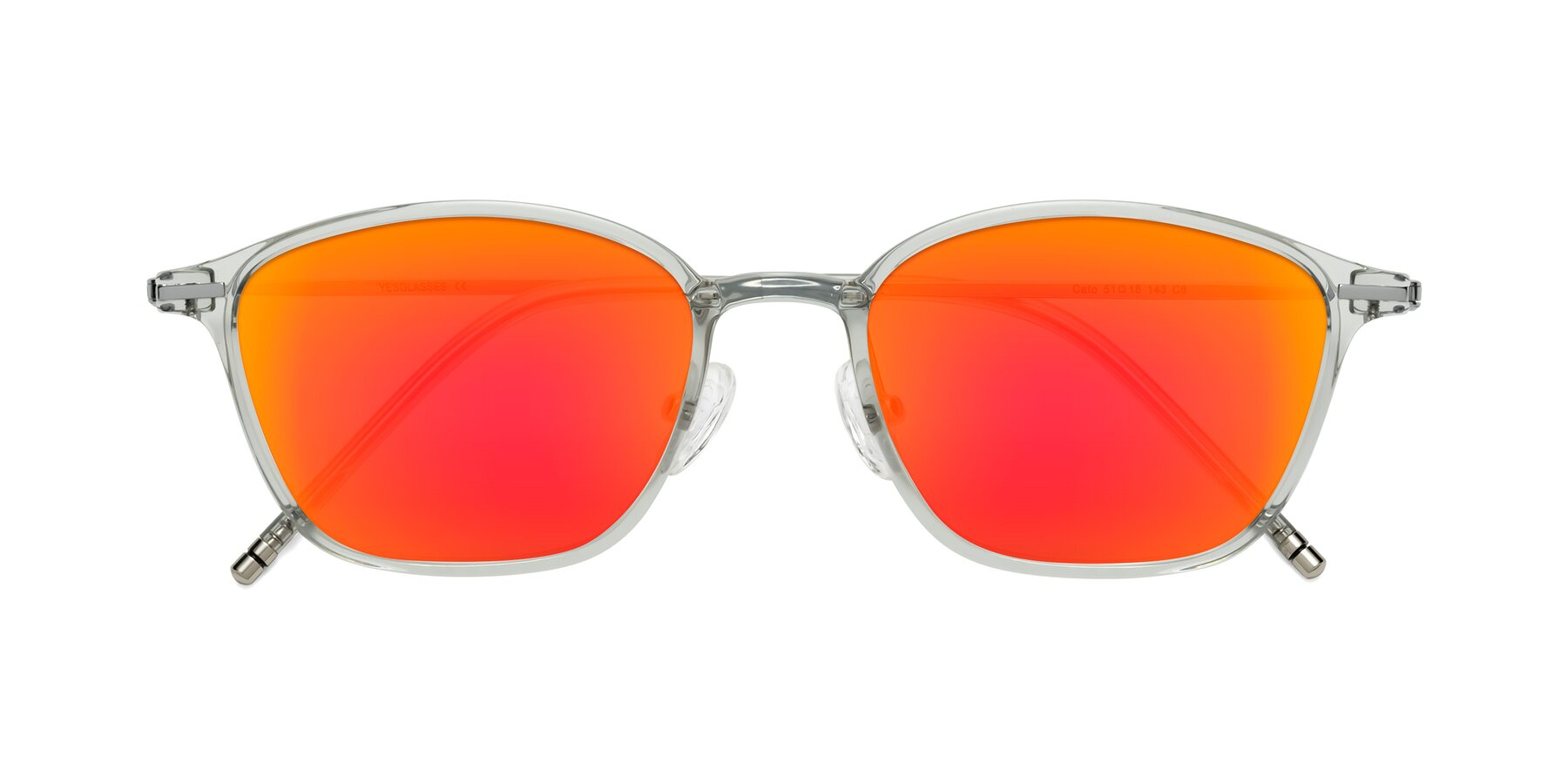 Folded Front of Cato in Light Gray with Red Gold Mirrored Lenses