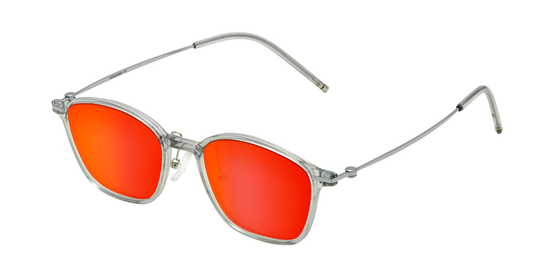 Angle of Cato in Light Gray with Red Gold Mirrored Lenses