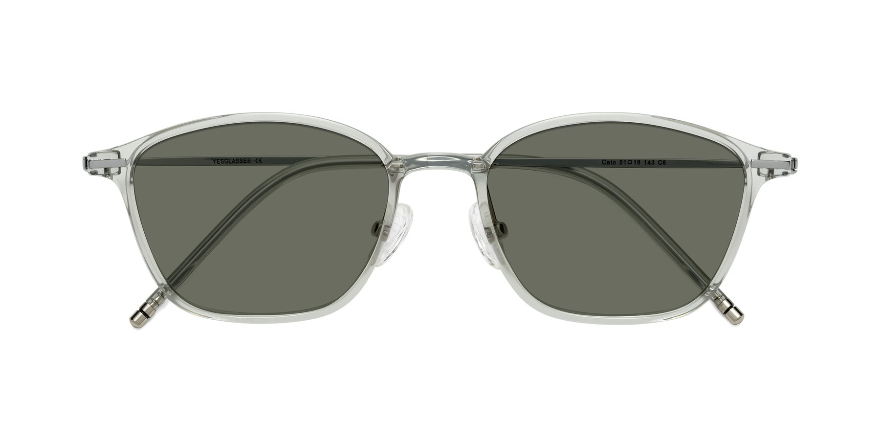 Folded Front of Cato in Light Gray with Gray Polarized Lenses