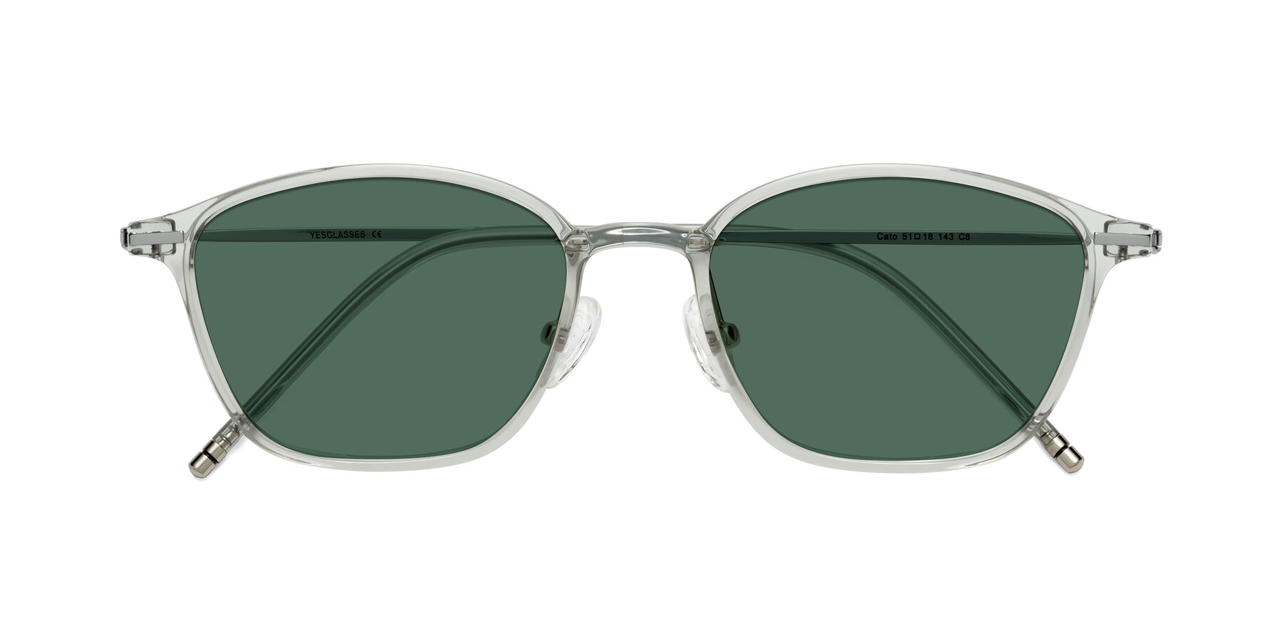 Folded Front of Cato in Light Gray with Green Polarized Lenses