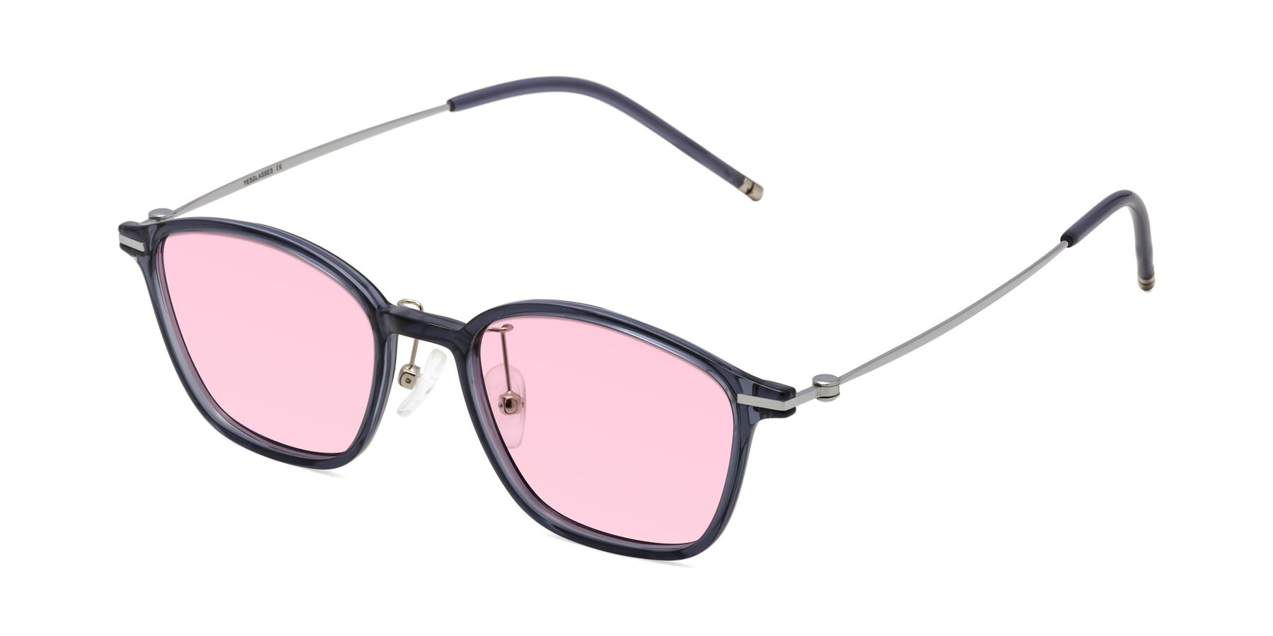 Angle of Cato in Grayish Blue with Light Pink Tinted Lenses