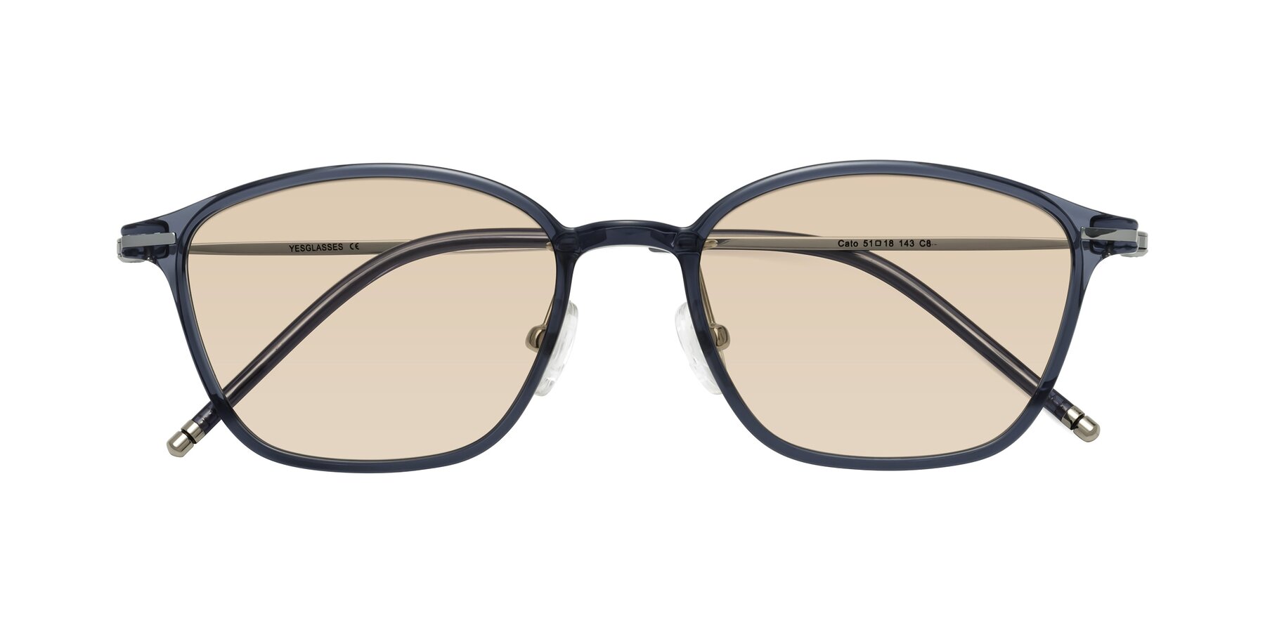 Folded Front of Cato in Grayish Blue with Light Brown Tinted Lenses