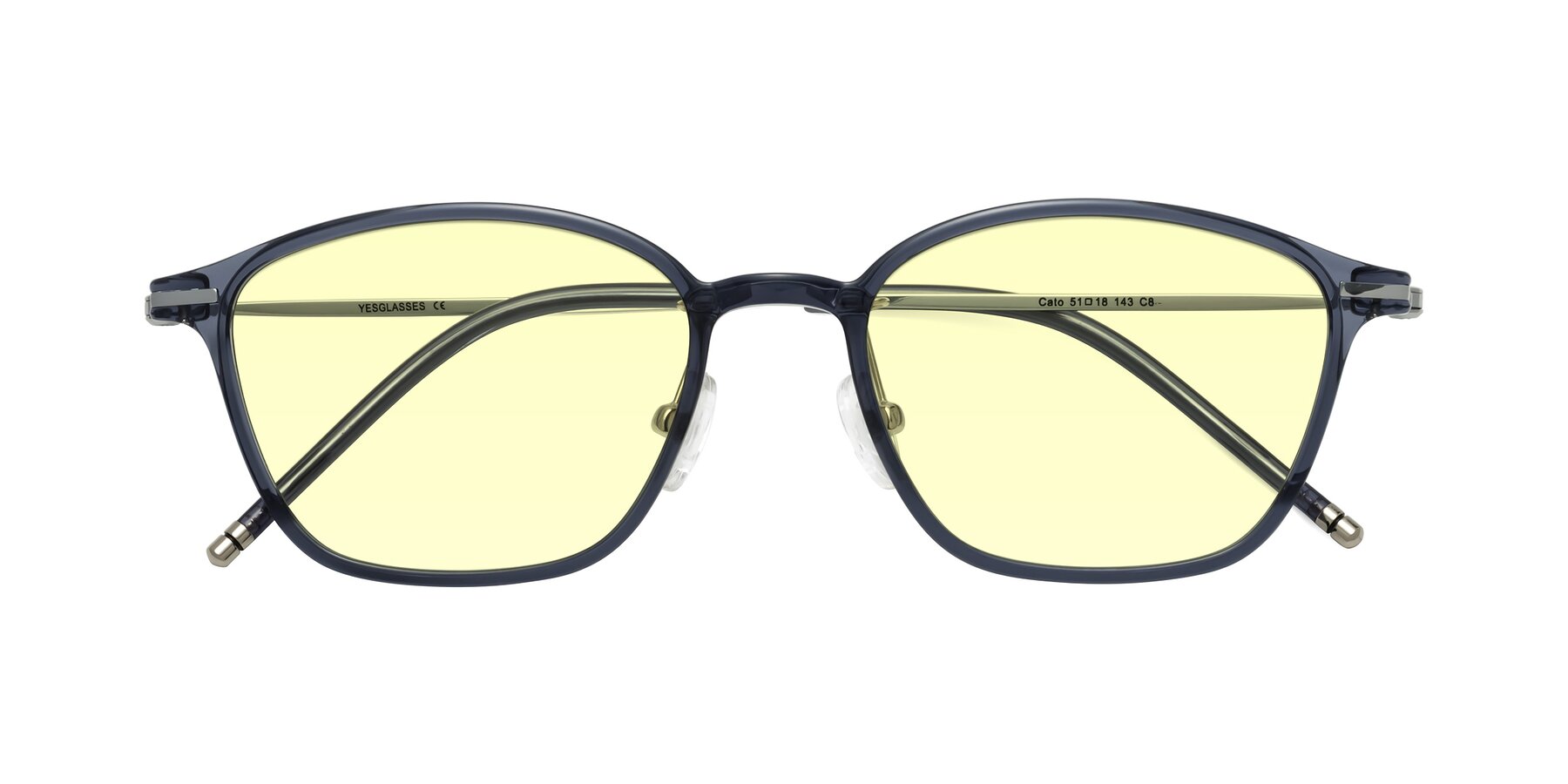 Folded Front of Cato in Grayish Blue with Light Yellow Tinted Lenses