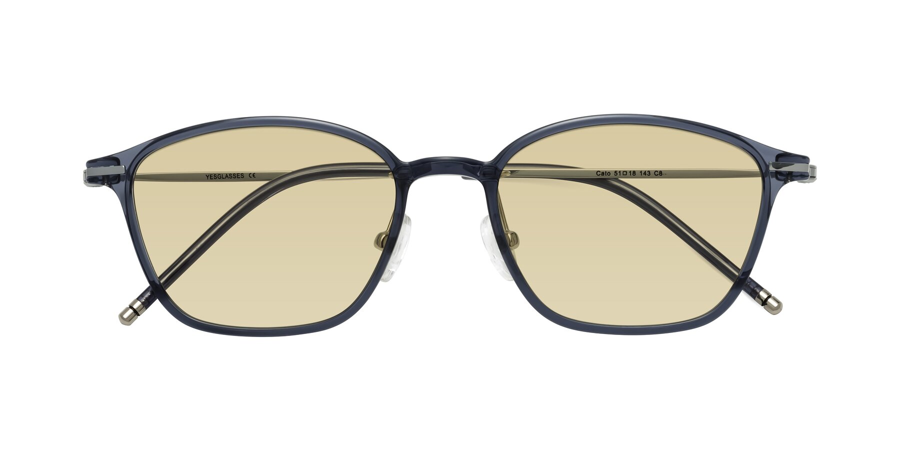 Folded Front of Cato in Grayish Blue with Light Champagne Tinted Lenses