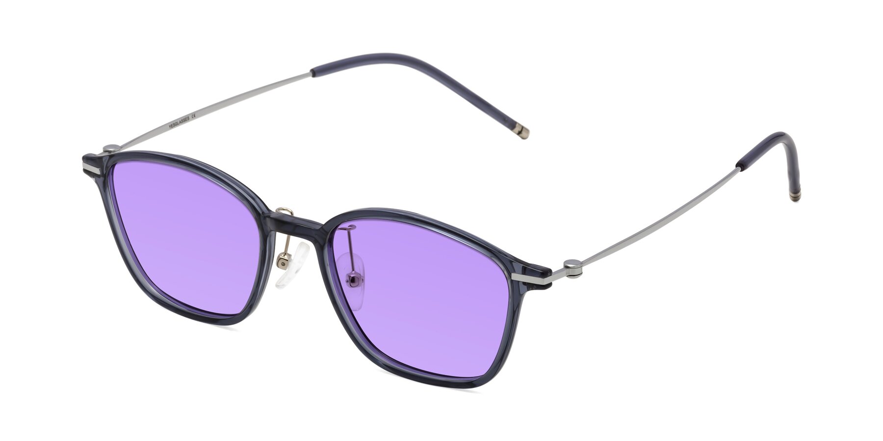 Angle of Cato in Grayish Blue with Medium Purple Tinted Lenses