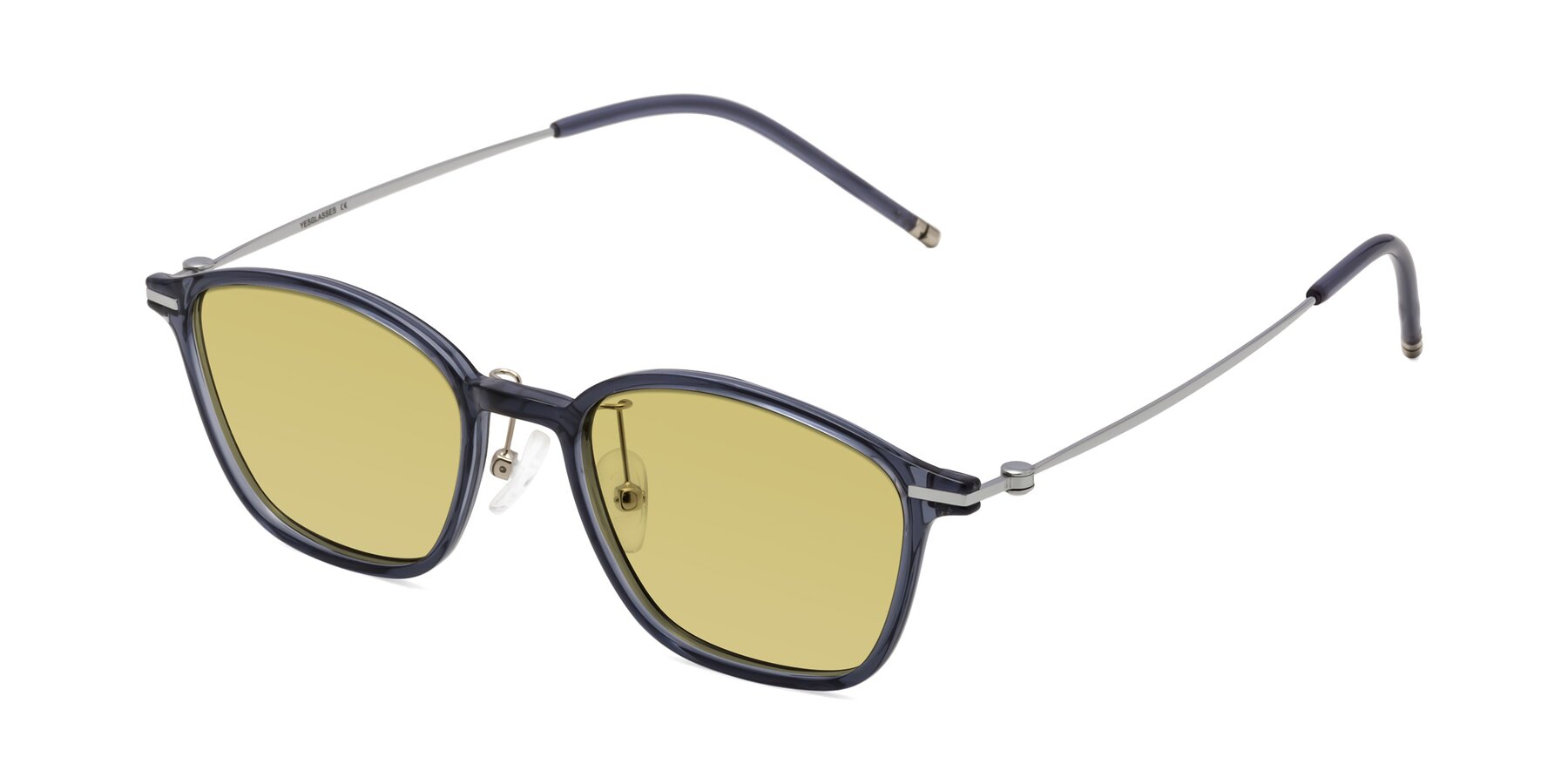 Angle of Cato in Grayish Blue with Medium Champagne Tinted Lenses