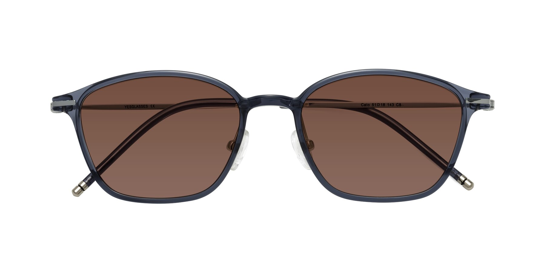 Folded Front of Cato in Grayish Blue with Brown Tinted Lenses