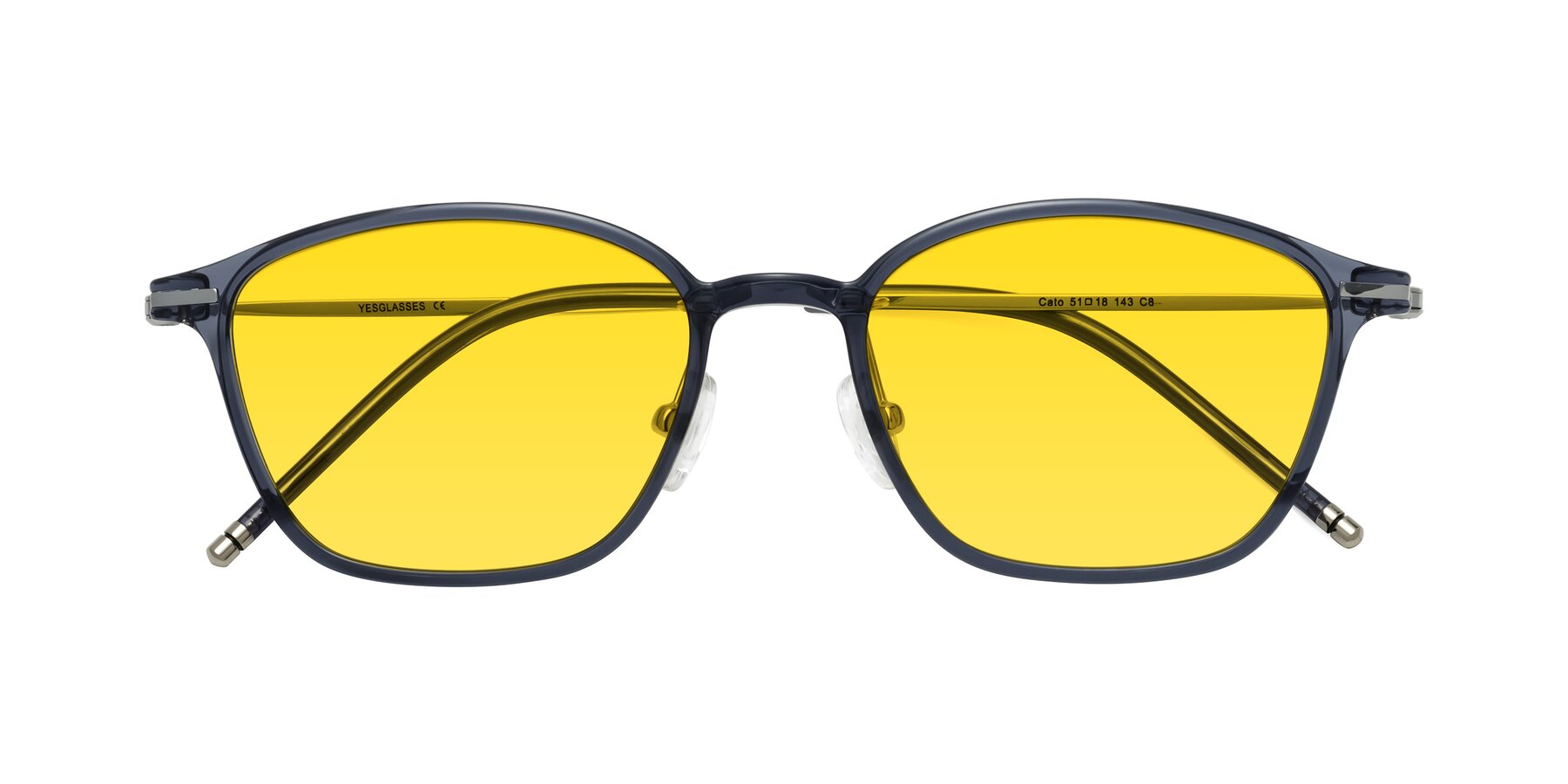 Folded Front of Cato in Grayish Blue with Yellow Tinted Lenses