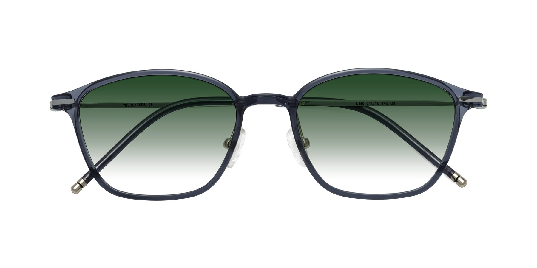 Folded Front of Cato in Grayish Blue with Green Gradient Lenses