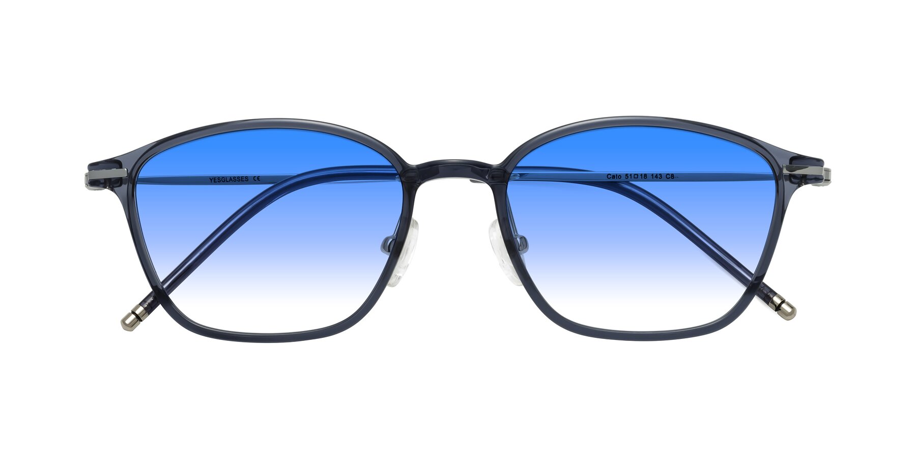 Folded Front of Cato in Grayish Blue with Blue Gradient Lenses