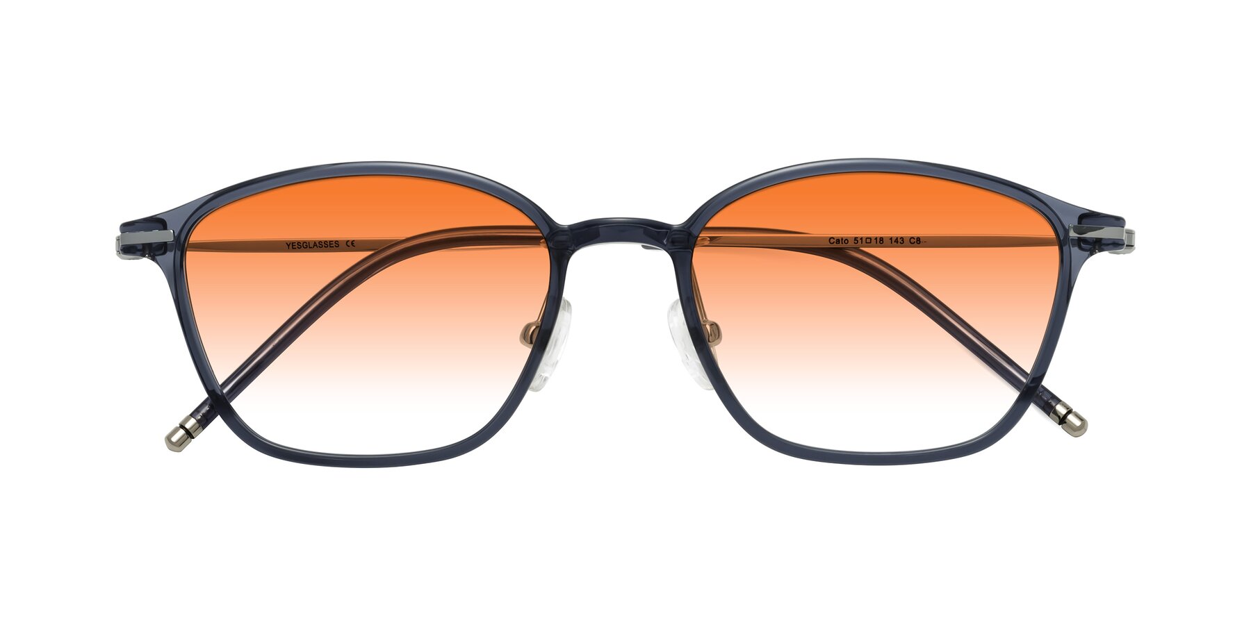 Folded Front of Cato in Grayish Blue with Orange Gradient Lenses