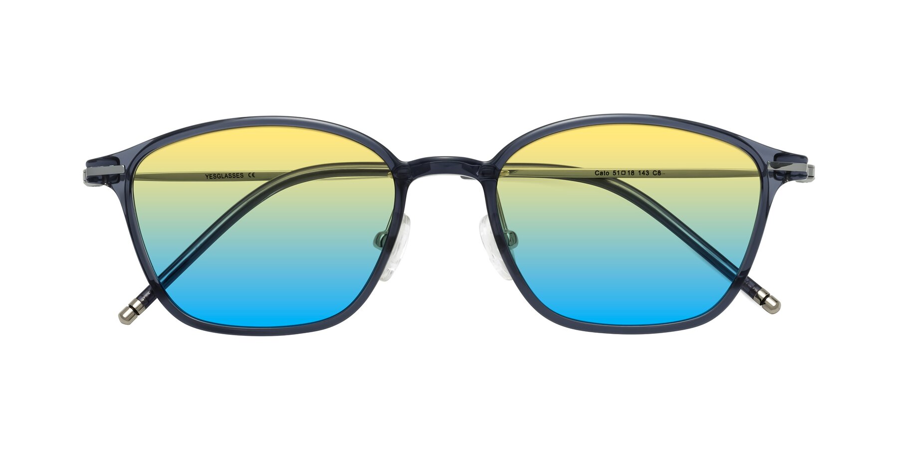 Folded Front of Cato in Grayish Blue with Yellow / Blue Gradient Lenses