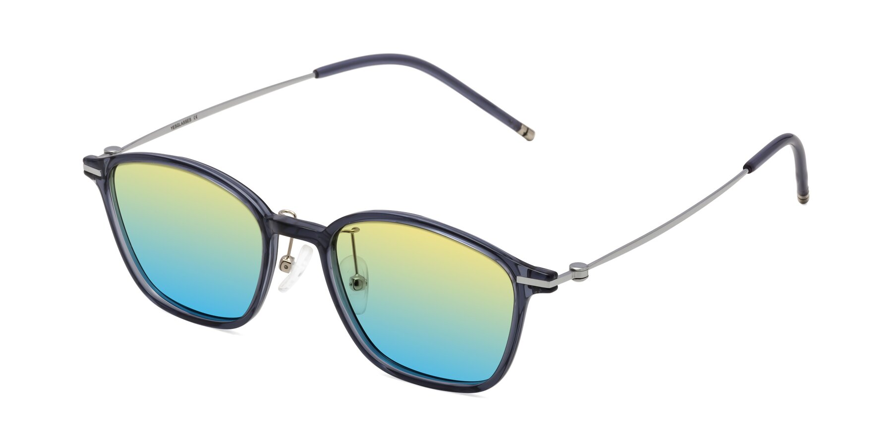 Angle of Cato in Grayish Blue with Yellow / Blue Gradient Lenses