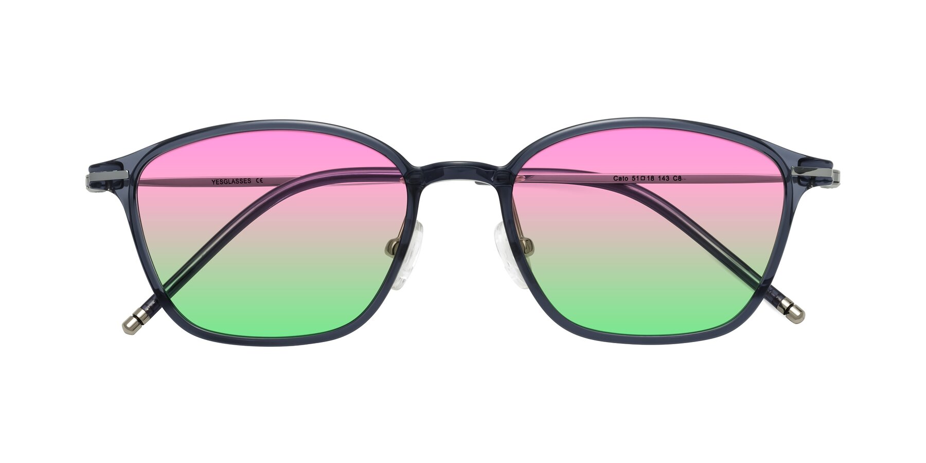 Folded Front of Cato in Grayish Blue with Pink / Green Gradient Lenses