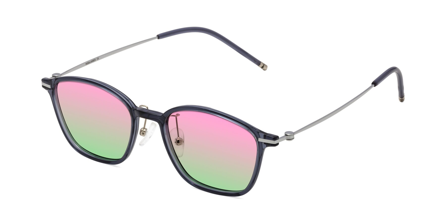 Angle of Cato in Grayish Blue with Pink / Green Gradient Lenses
