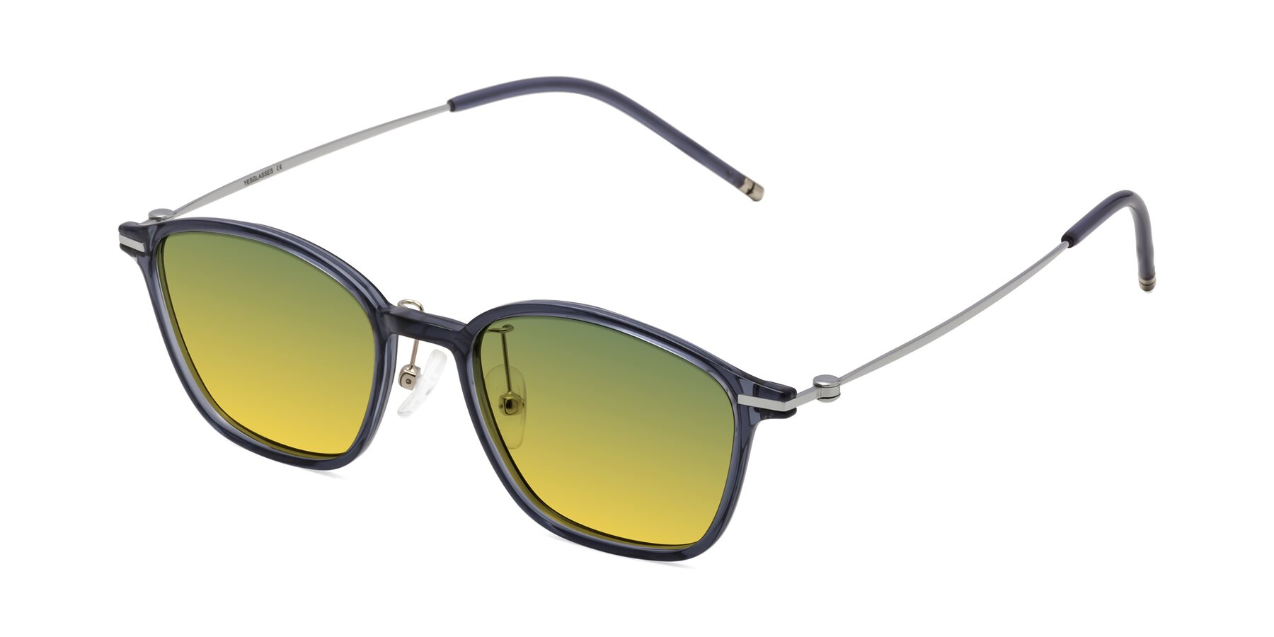 Angle of Cato in Grayish Blue with Green / Yellow Gradient Lenses