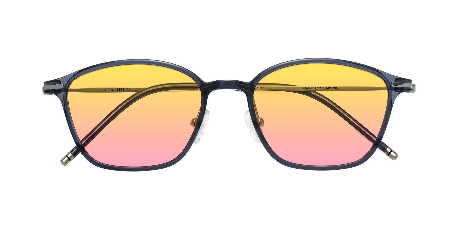 Folded Front of Cato in Grayish Blue with Yellow / Pink Gradient Lenses