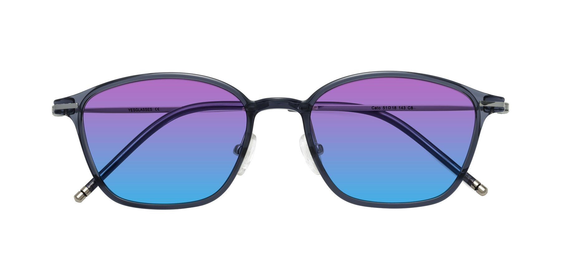 Folded Front of Cato in Grayish Blue with Purple / Blue Gradient Lenses