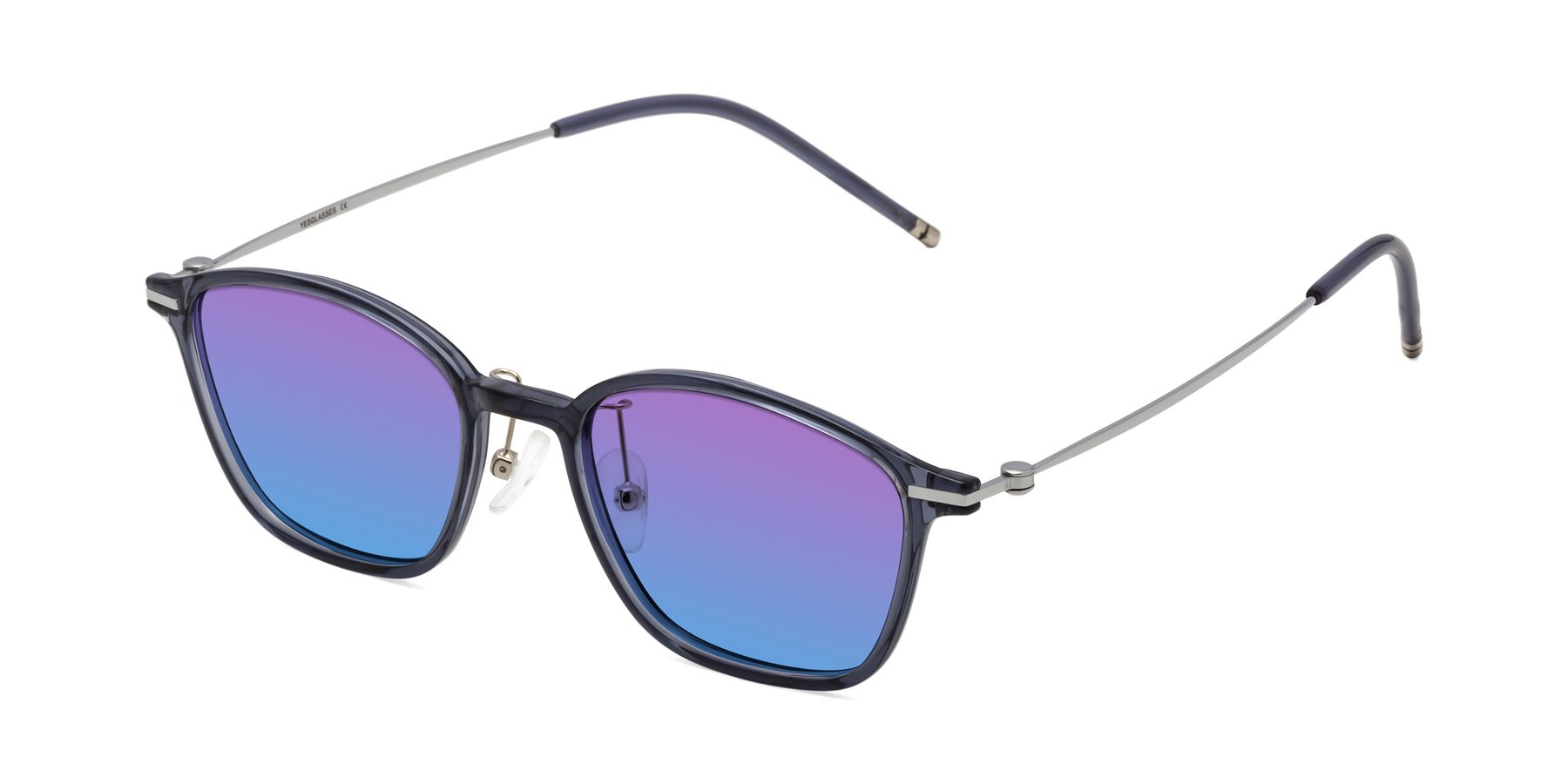 Angle of Cato in Grayish Blue with Purple / Blue Gradient Lenses