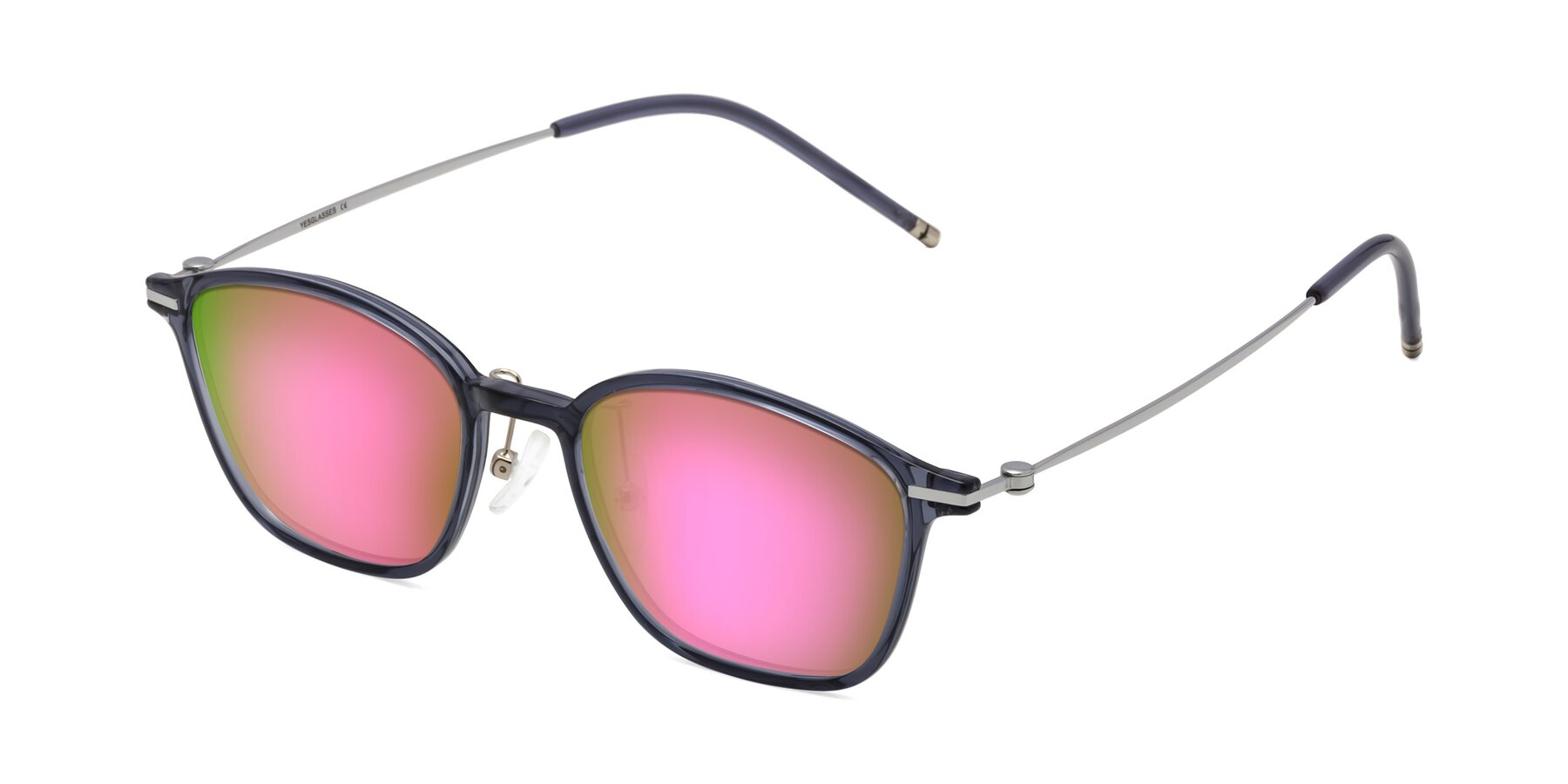 Angle of Cato in Grayish Blue with Pink Mirrored Lenses