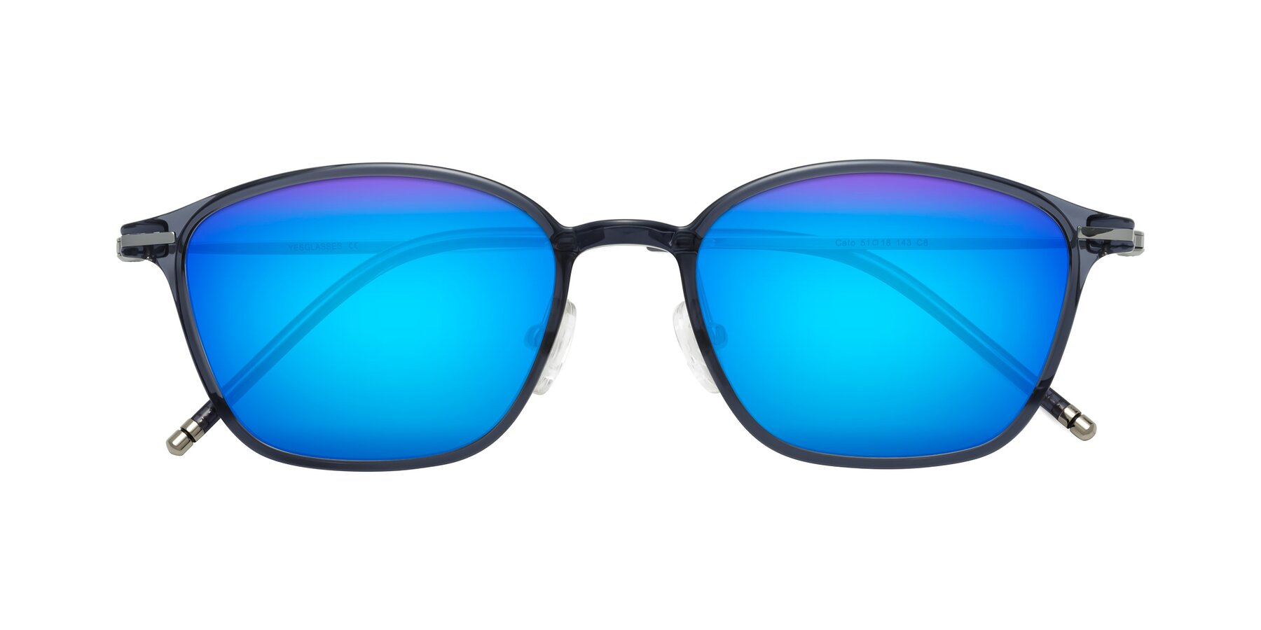 Folded Front of Cato in Grayish Blue with Blue Mirrored Lenses