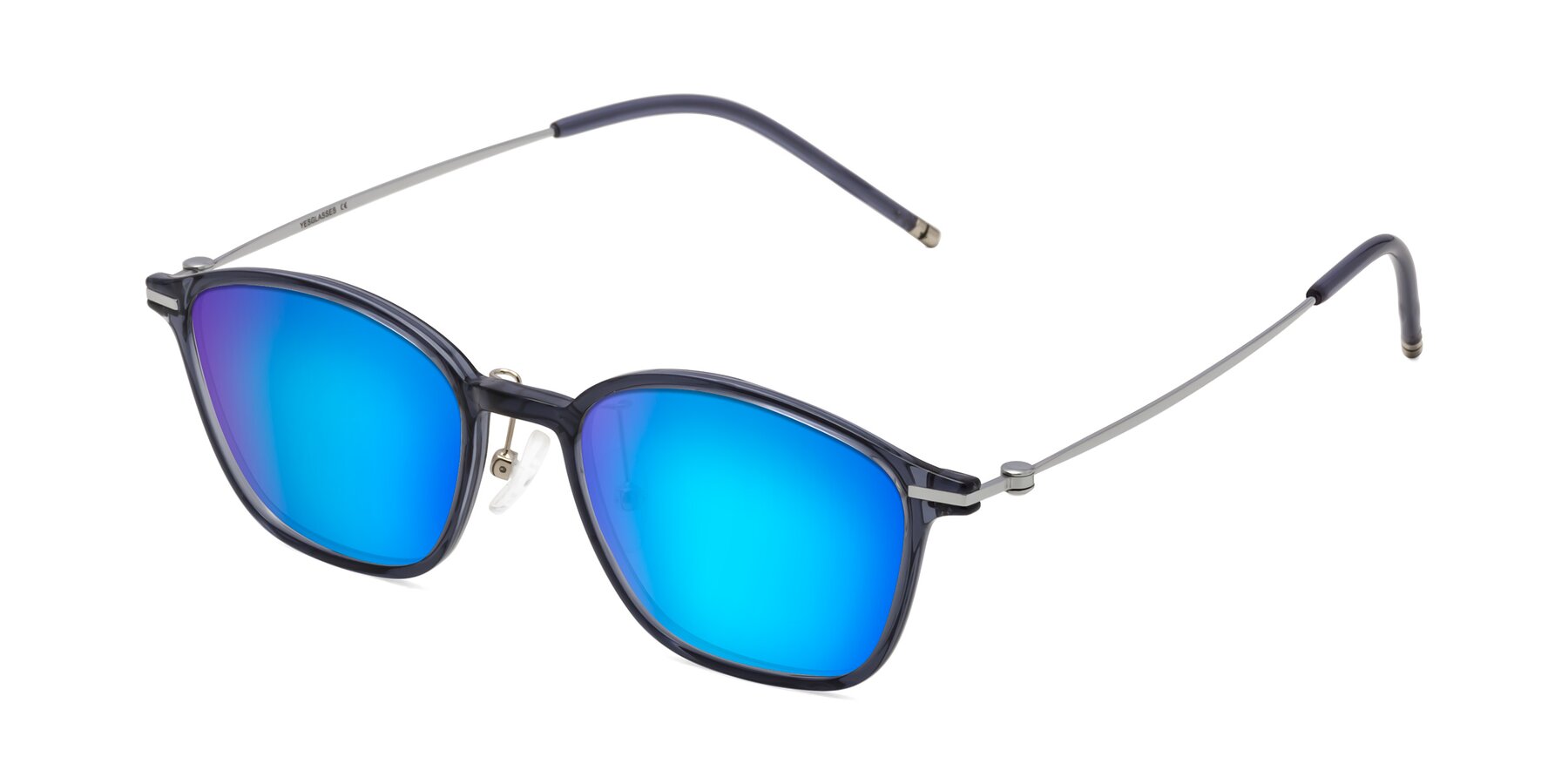Angle of Cato in Grayish Blue with Blue Mirrored Lenses