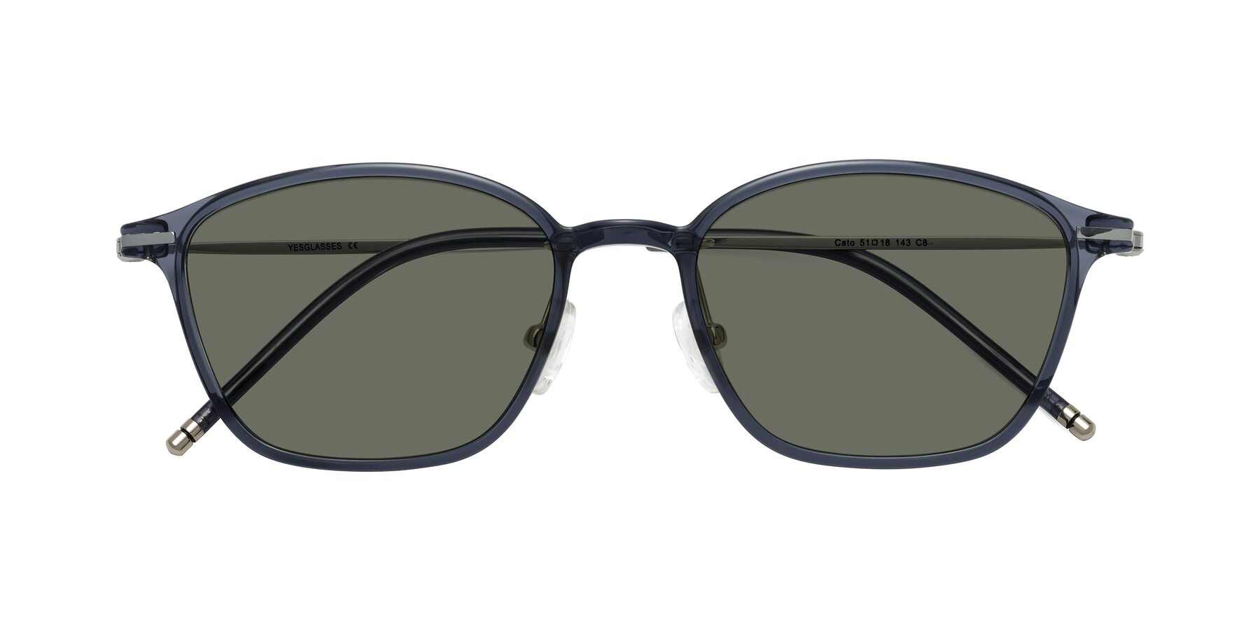 Folded Front of Cato in Grayish Blue with Gray Polarized Lenses