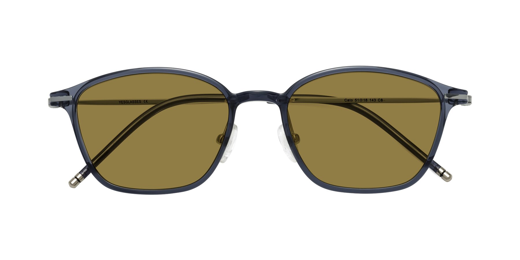 Folded Front of Cato in Grayish Blue with Brown Polarized Lenses