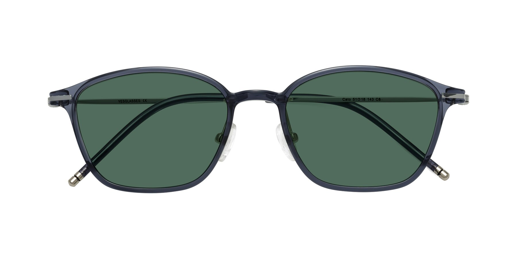 Folded Front of Cato in Grayish Blue with Green Polarized Lenses