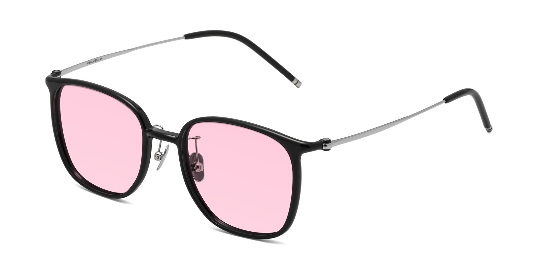 Angle of Manlius in Black with Light Pink Tinted Lenses