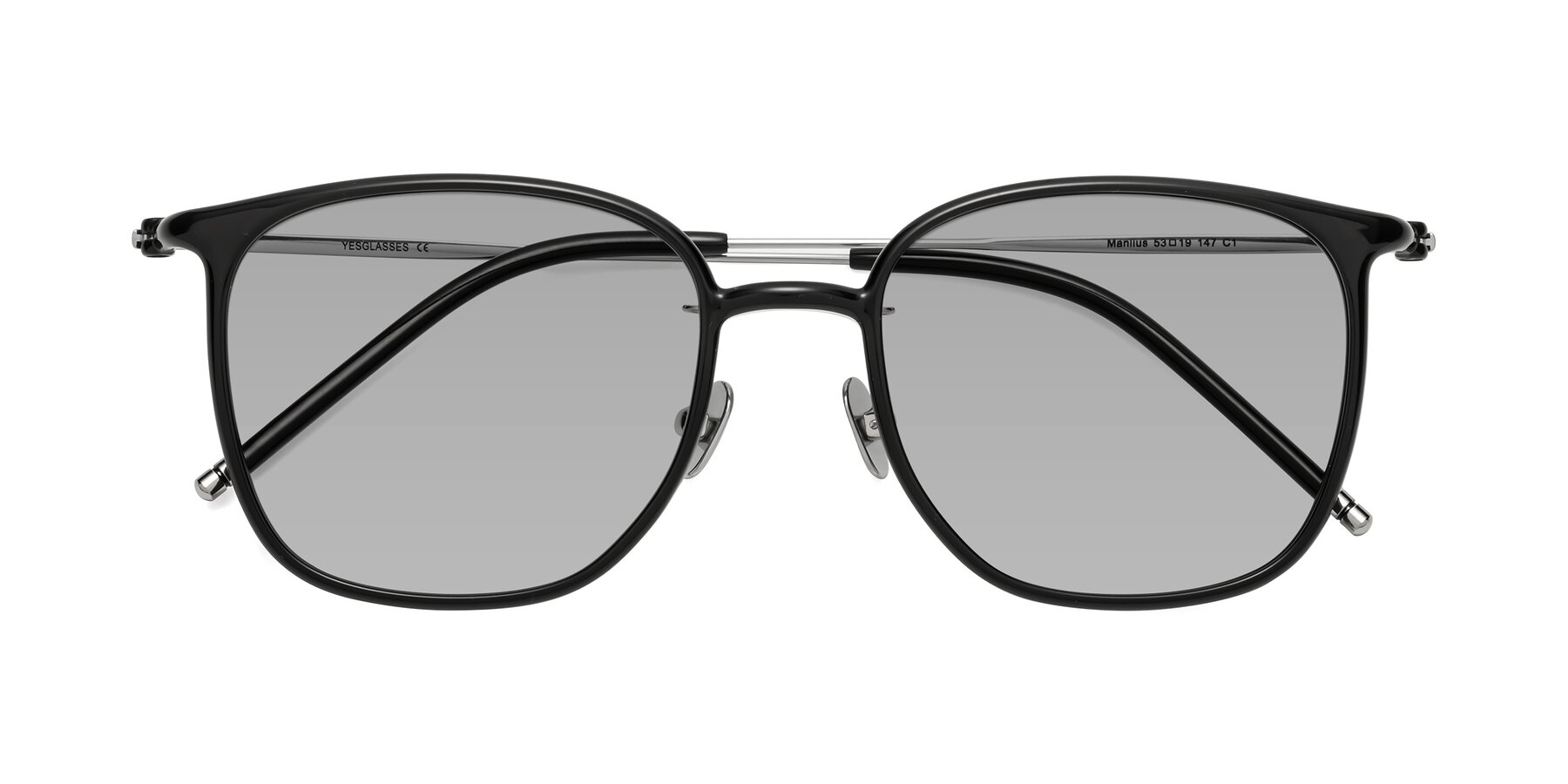 Folded Front of Manlius in Black with Light Gray Tinted Lenses