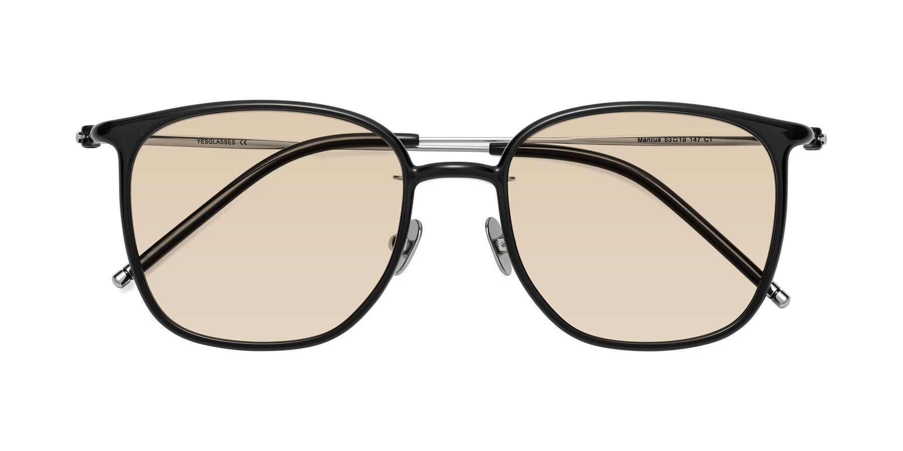 Folded Front of Manlius in Black with Light Brown Tinted Lenses