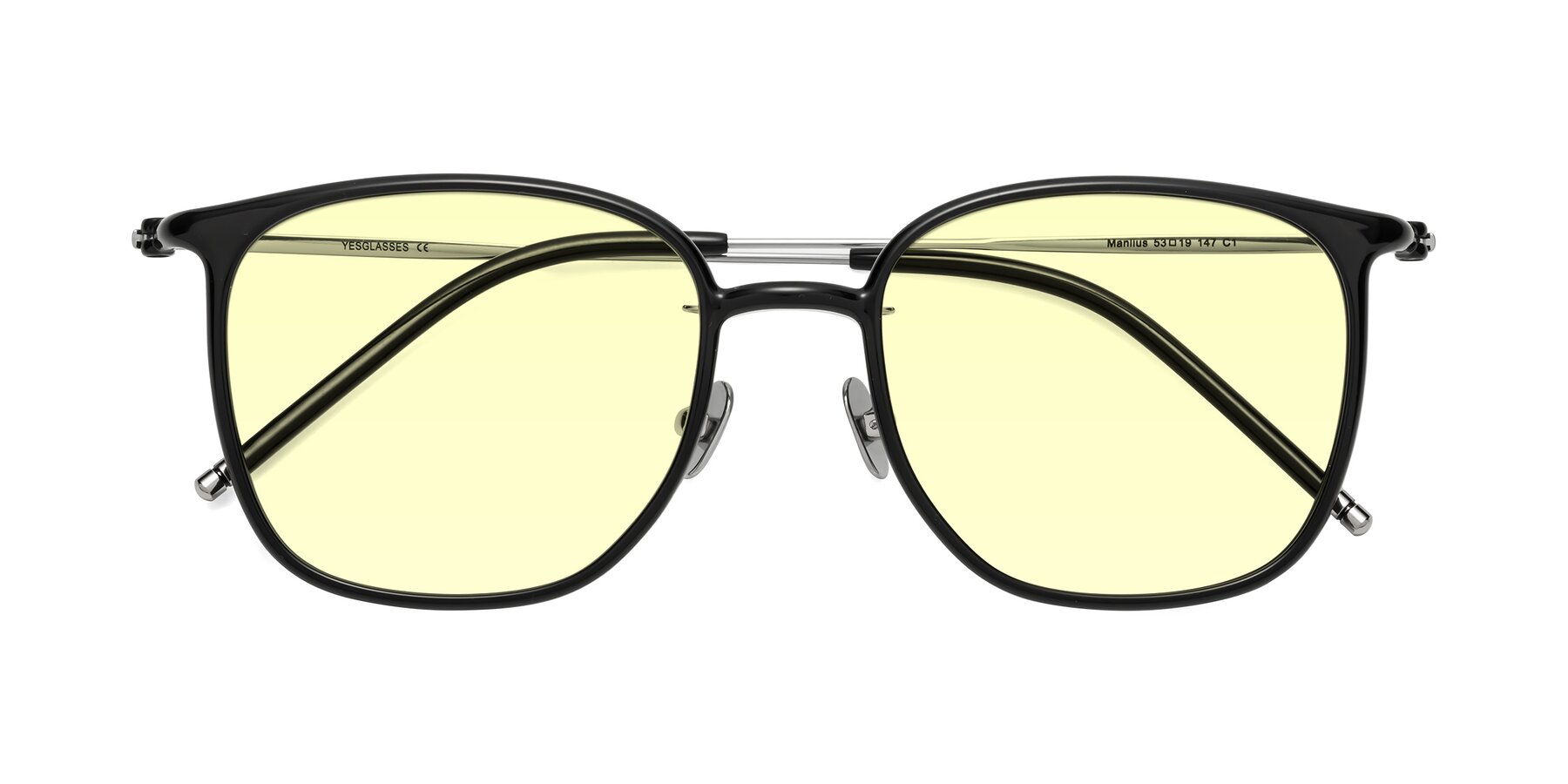 Folded Front of Manlius in Black with Light Yellow Tinted Lenses