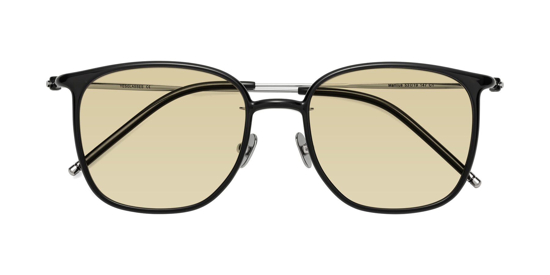 Folded Front of Manlius in Black with Light Champagne Tinted Lenses