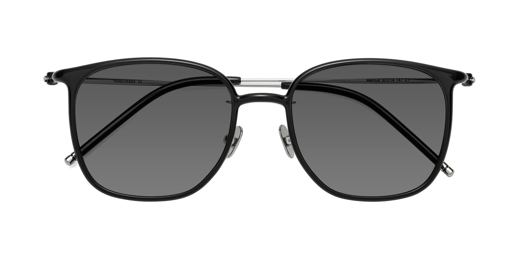 Folded Front of Manlius in Black with Medium Gray Tinted Lenses