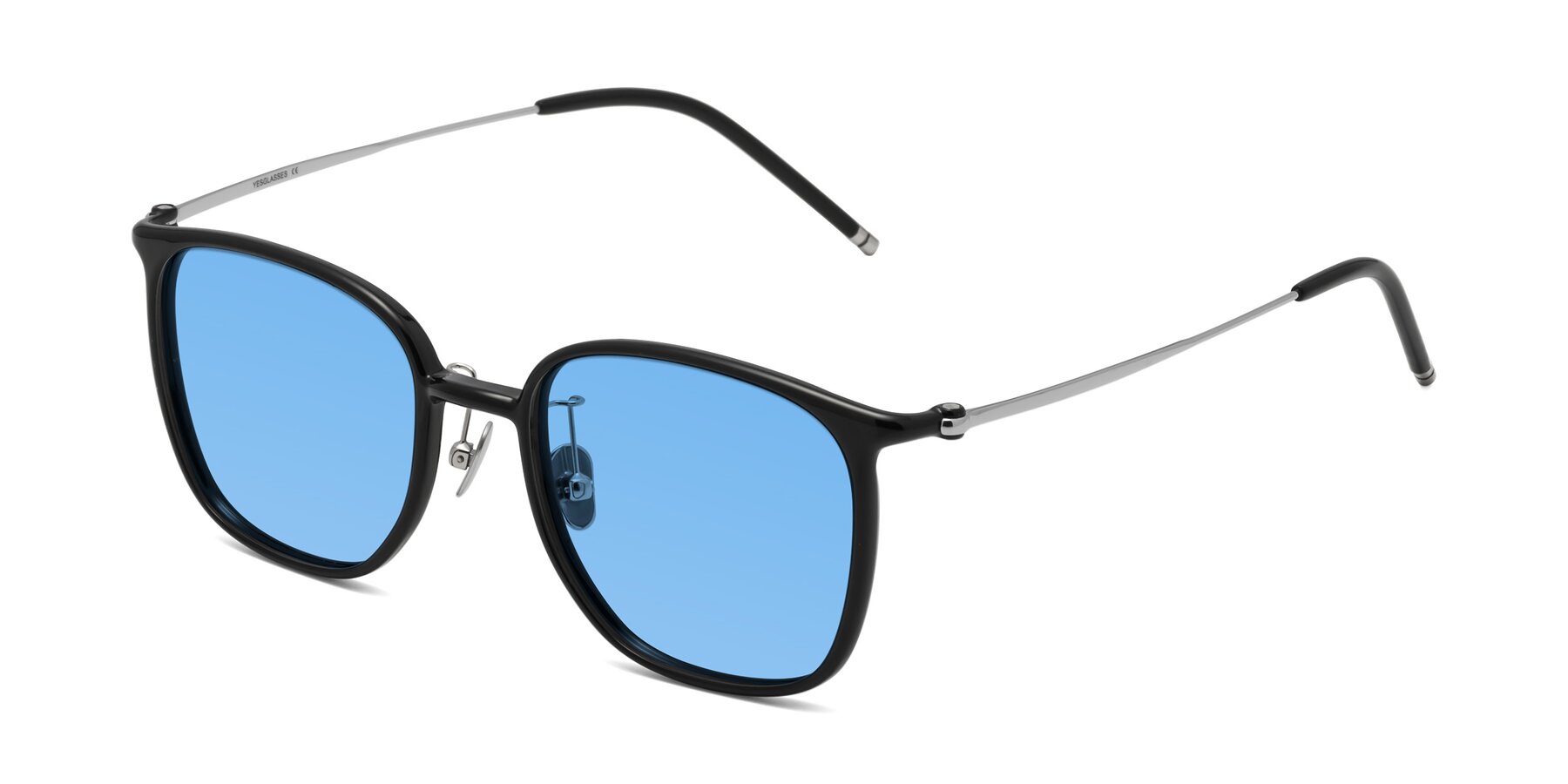 Angle of Manlius in Black with Medium Blue Tinted Lenses