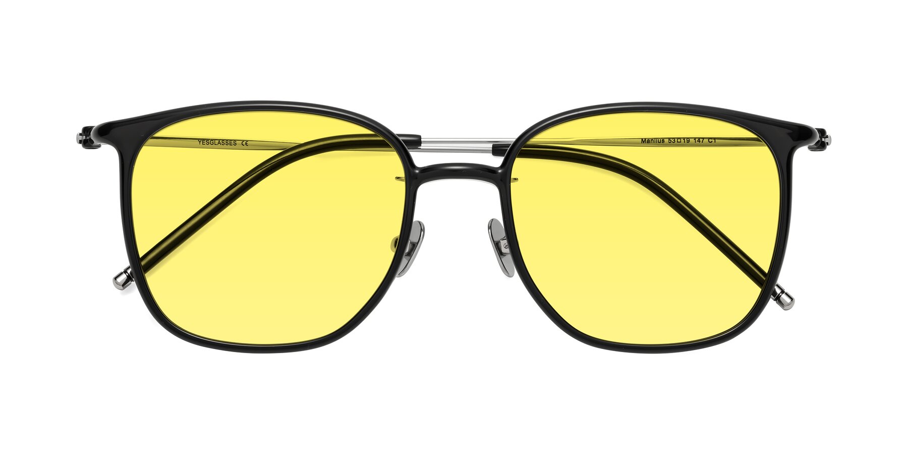 Folded Front of Manlius in Black with Medium Yellow Tinted Lenses
