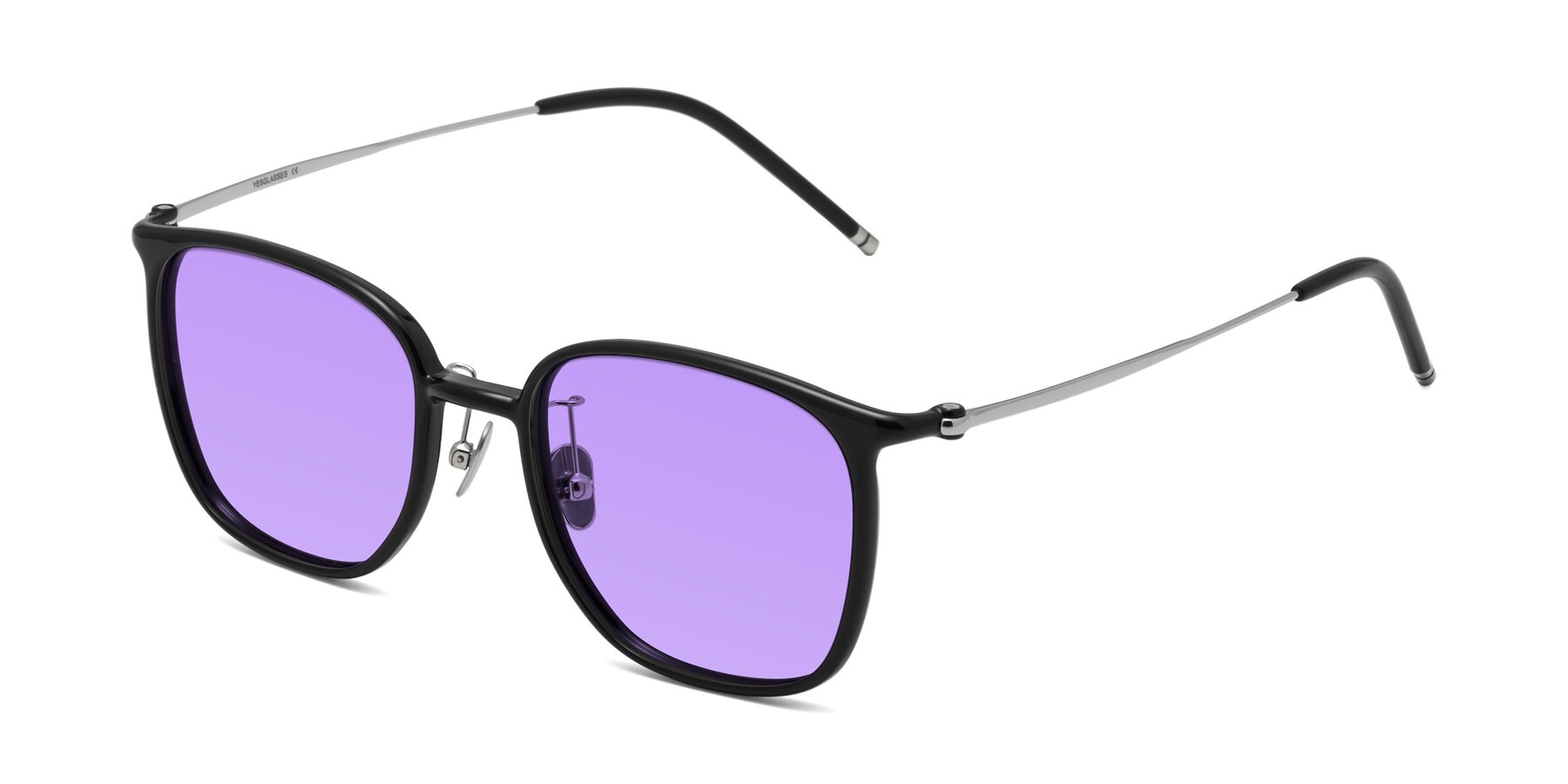 Angle of Manlius in Black with Medium Purple Tinted Lenses