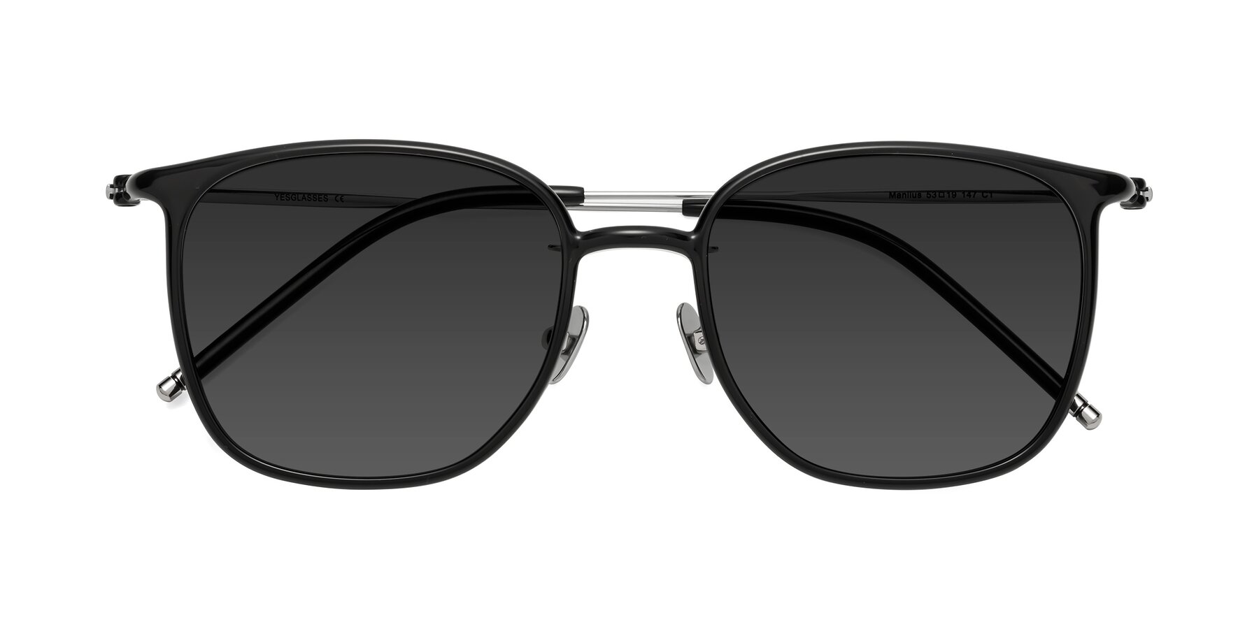 Folded Front of Manlius in Black with Gray Tinted Lenses