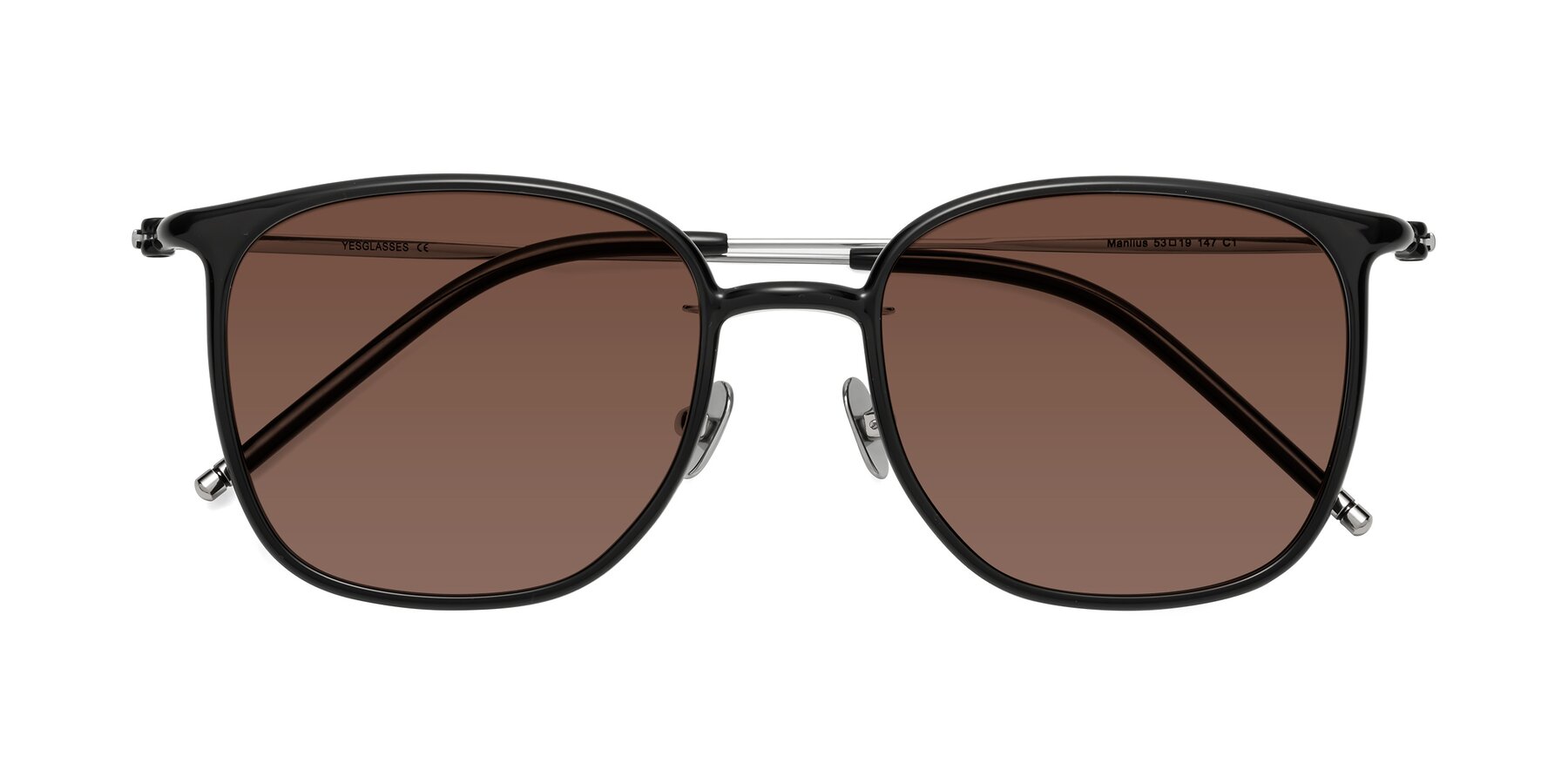 Folded Front of Manlius in Black with Brown Tinted Lenses