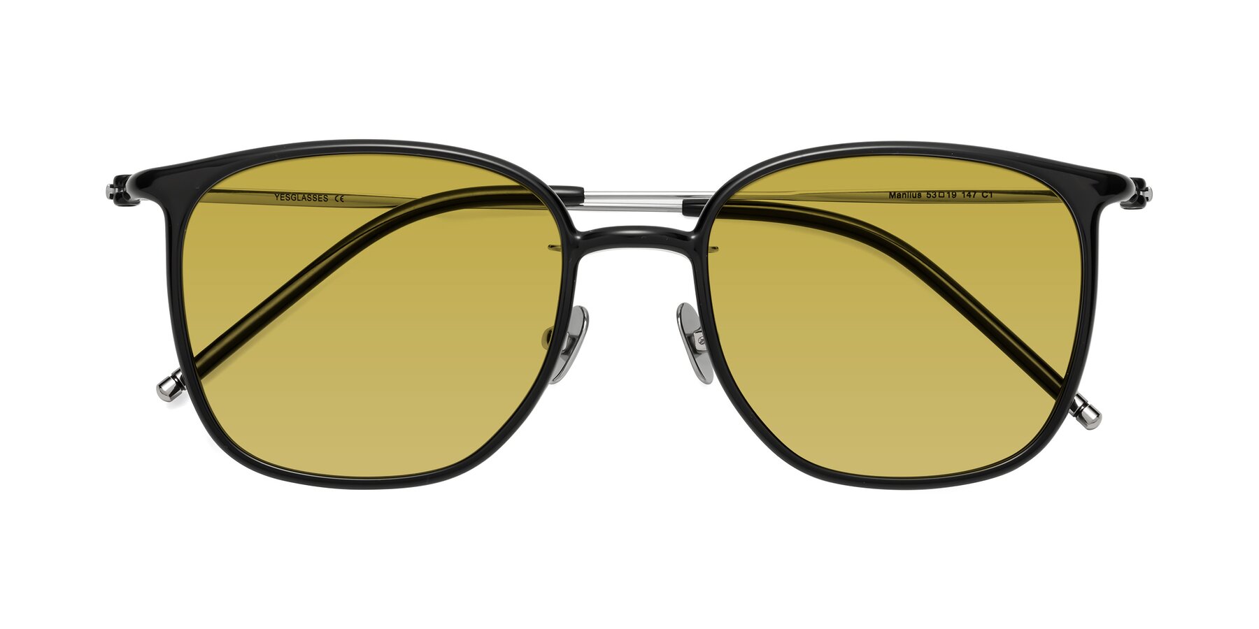 Folded Front of Manlius in Black with Champagne Tinted Lenses