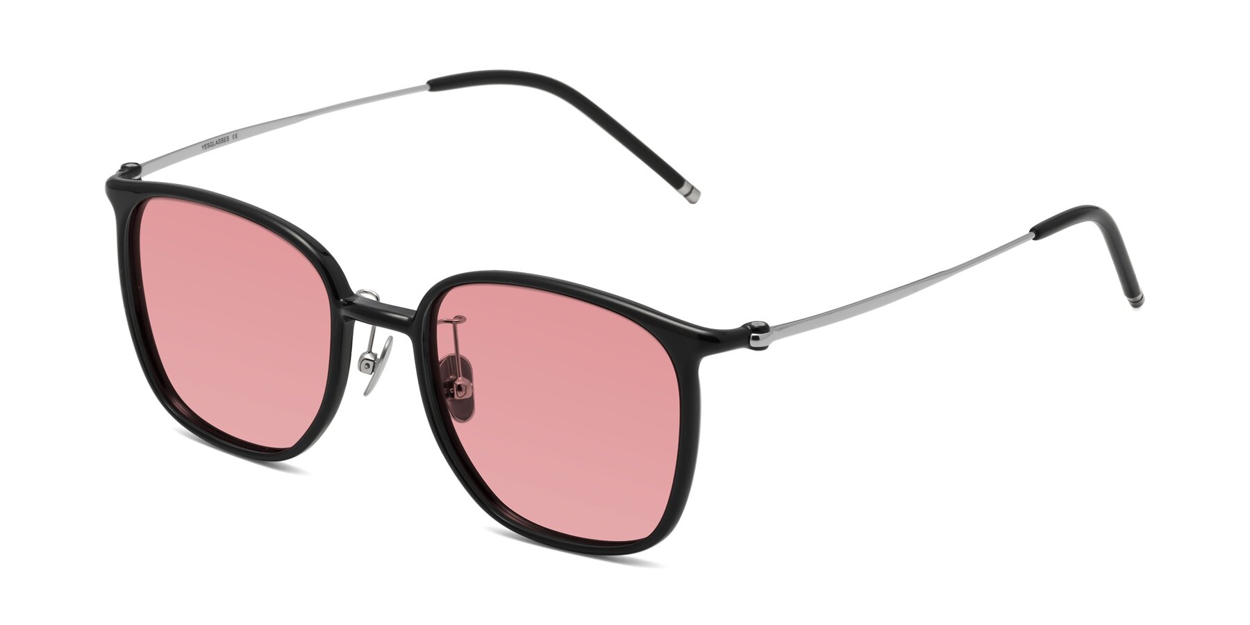 Angle of Manlius in Black with Medium Garnet Tinted Lenses