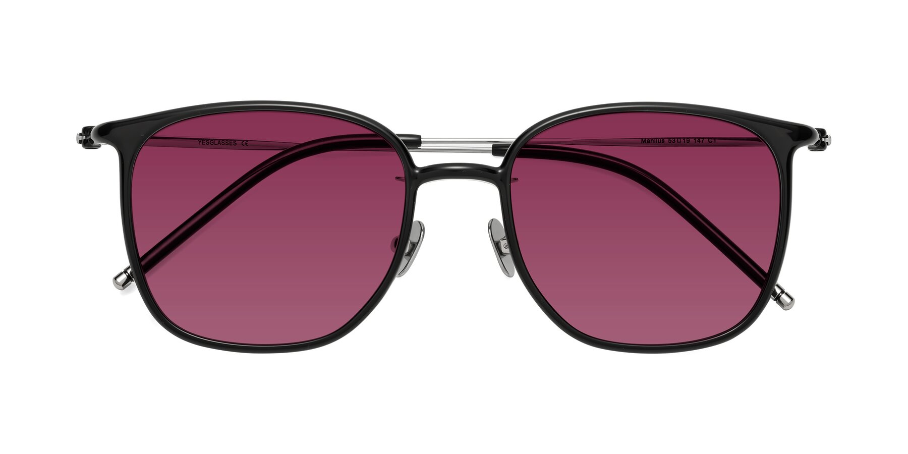 Folded Front of Manlius in Black with Wine Tinted Lenses