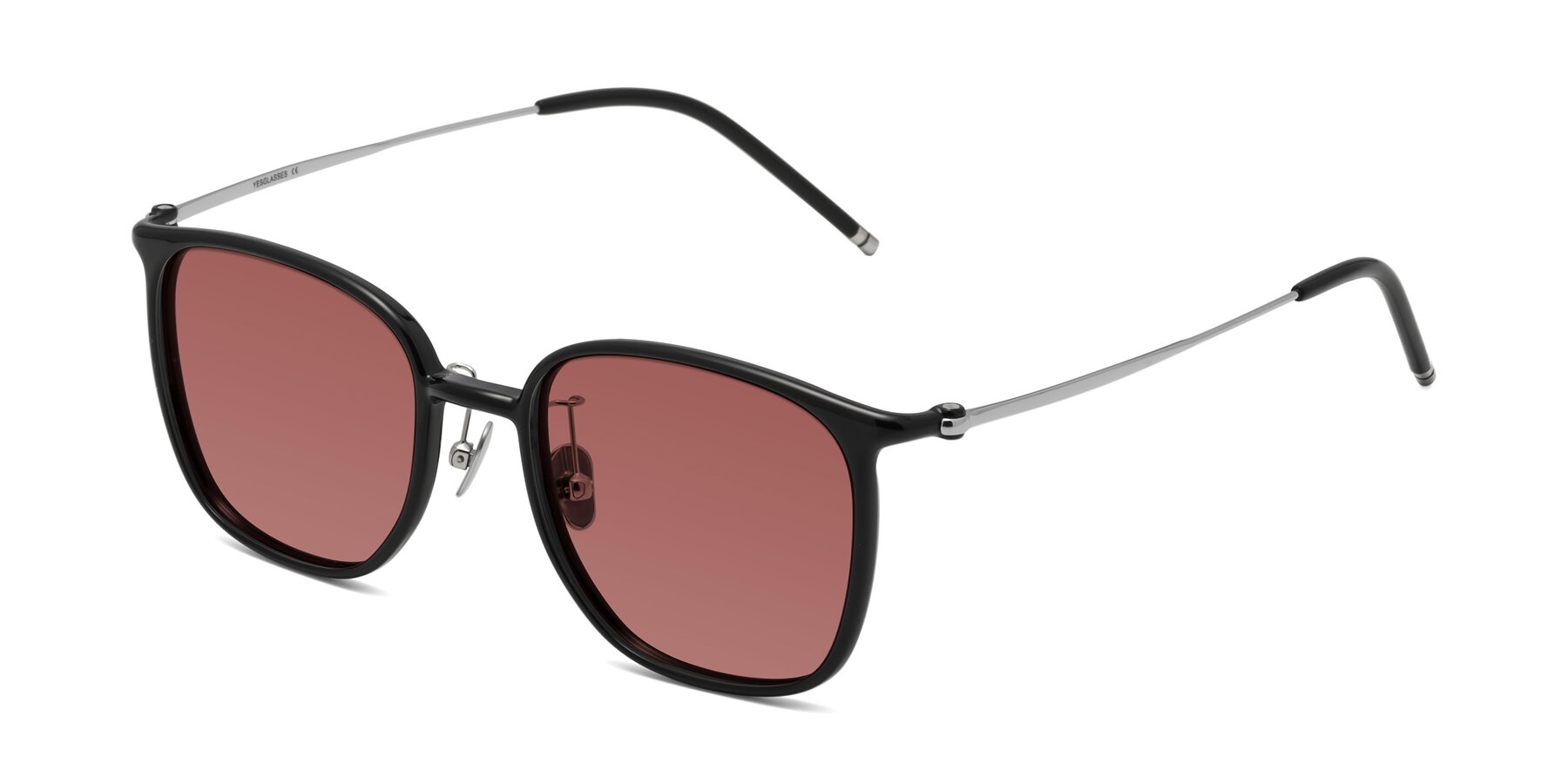 Angle of Manlius in Black with Garnet Tinted Lenses