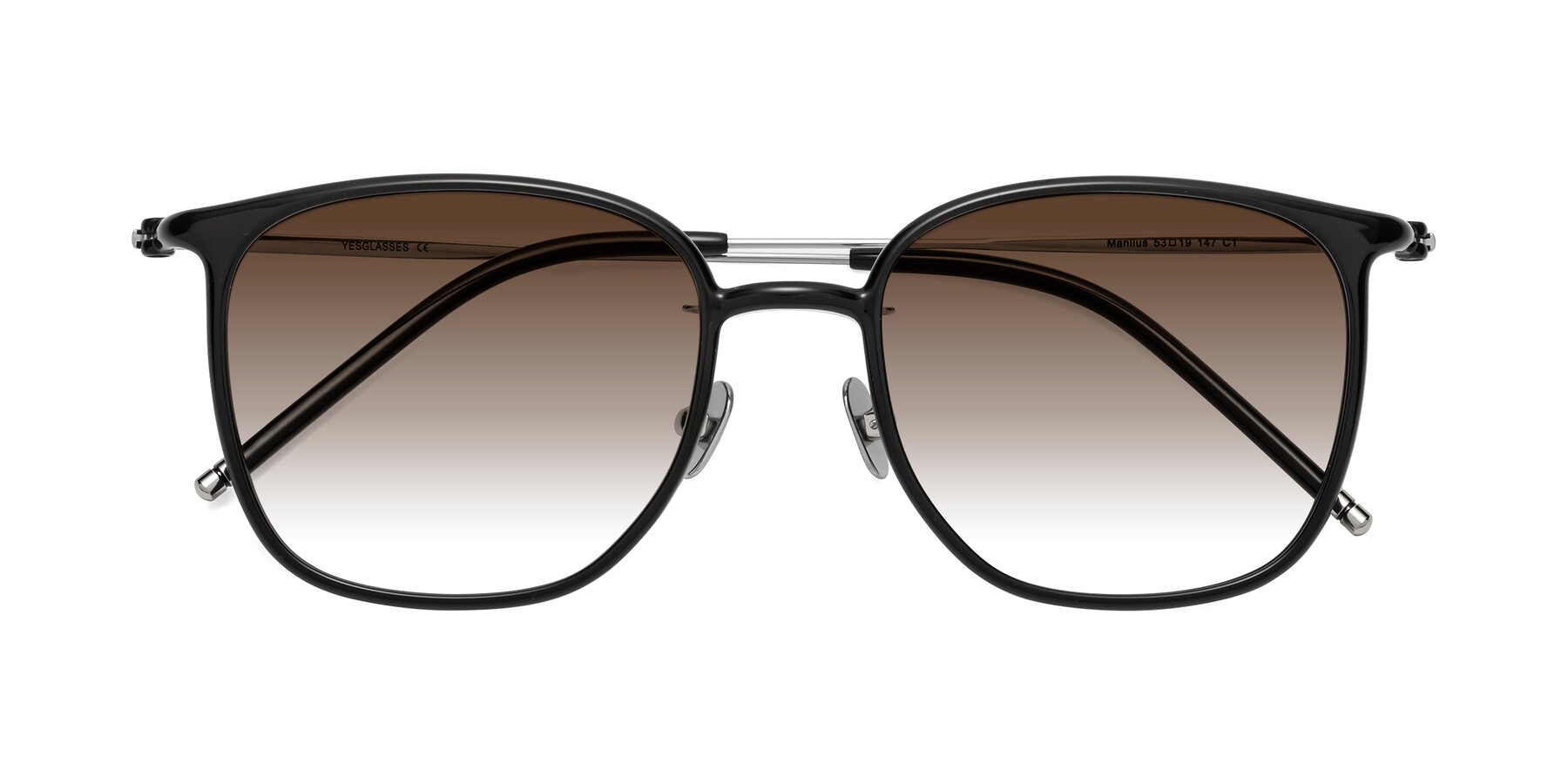 Folded Front of Manlius in Black with Brown Gradient Lenses