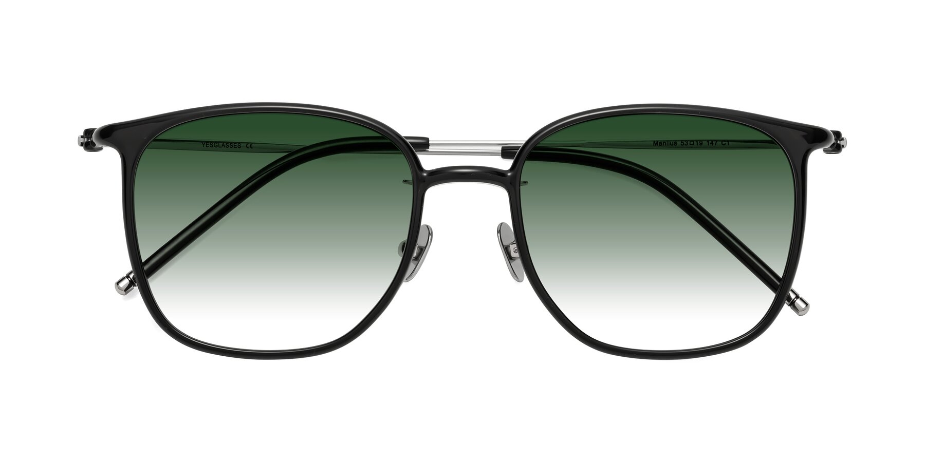 Folded Front of Manlius in Black with Green Gradient Lenses