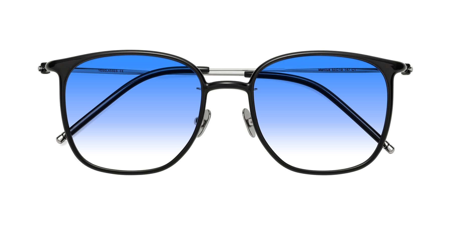 Folded Front of Manlius in Black with Blue Gradient Lenses