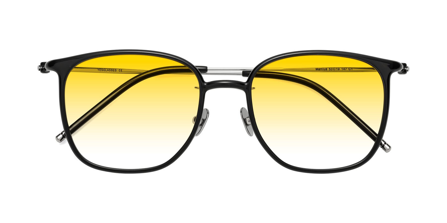 Folded Front of Manlius in Black with Yellow Gradient Lenses